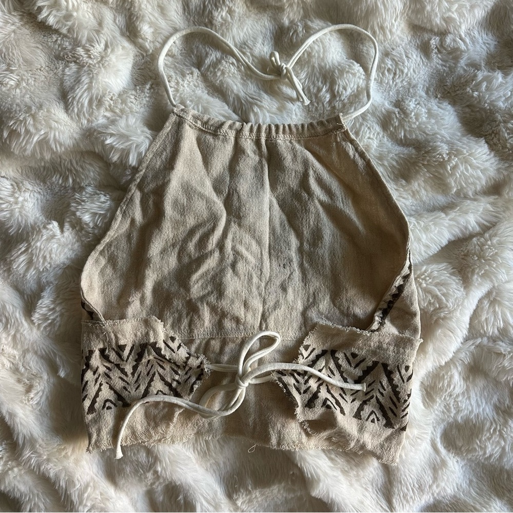 Made in India Festival Cropped Tribal Backless Halter Top in Cream - Picture 7 of 9